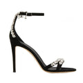 Black High Heels Women's Stiletto Heels Celebrity Style Versatile Slotted Buckle Rhinestone Open Toe Round Toe Sandals SHOMICOBOUTIQUE