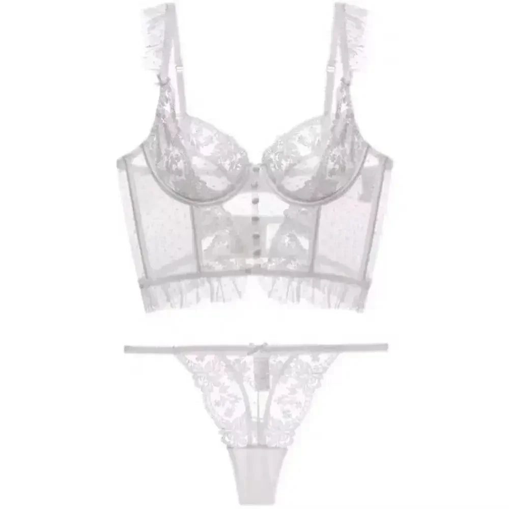 Fashion Comfortable Lace Lingerie with Steel Ring Wrapped Chest Top Bra and Panty Set Sexy Intimates Supply Underwire Female Femstylo