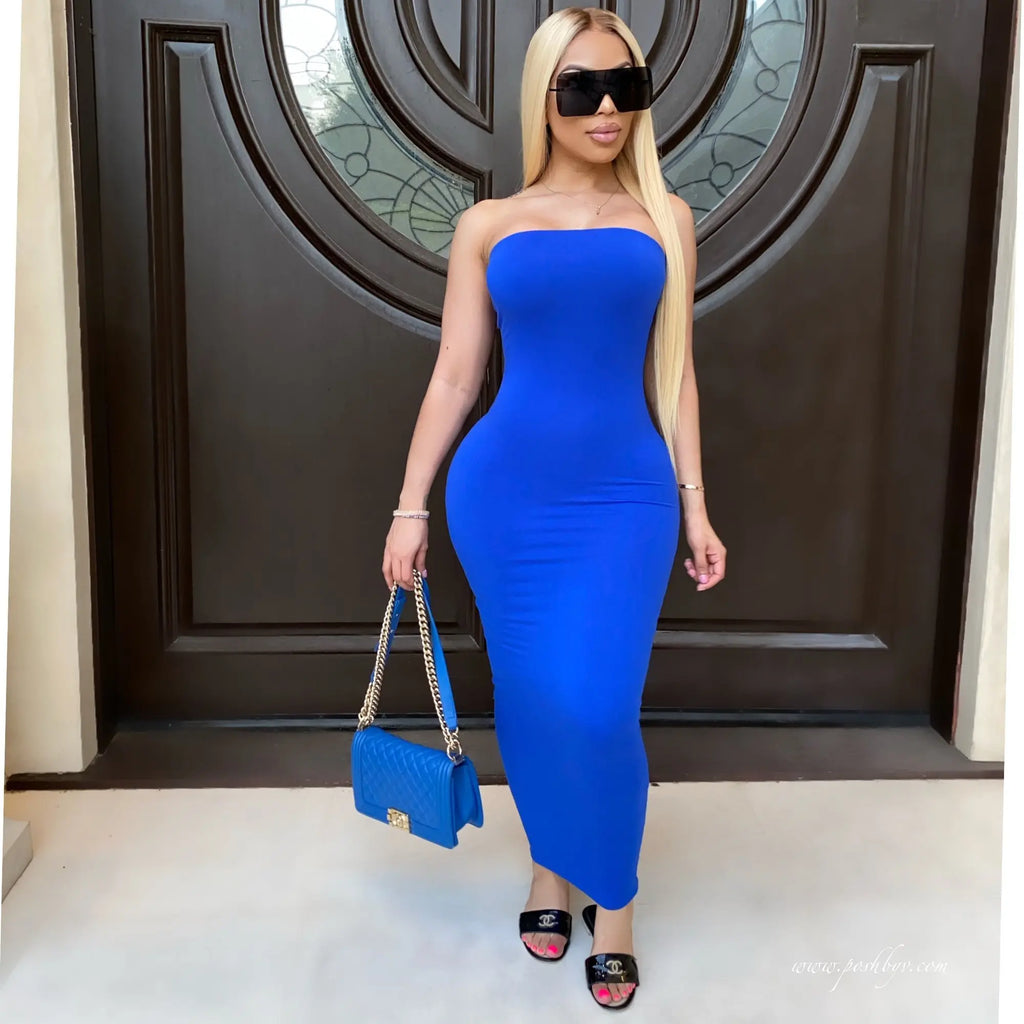 summer women's sexy sleeveless chest wrapped Long Beach Dress nowadaysfashion
