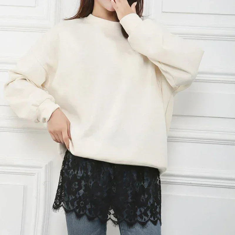 Women Eyelash Floral Lace Shirt Extender Adjustable Layered Faux Top Hem Lower Sweep Mini Skirt Half Slip Underskirt Femstylo