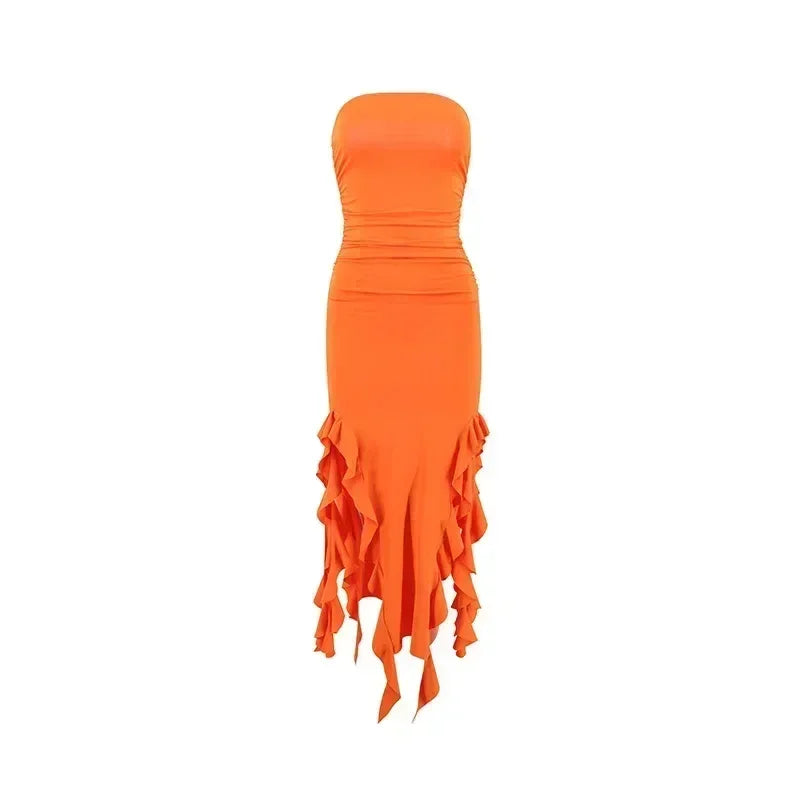 BWQ Long Dresses For Women Slit Sexy Bodycon Sleeveless Jellyfish Dress Hot Girls Fashion Off The Shoulders Maxi Dress Woman Femstylo