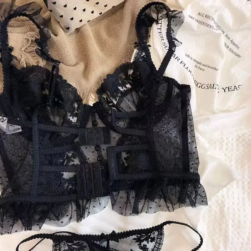 Fashion Comfortable Lace Lingerie with Steel Ring Wrapped Chest Top Bra and Panty Set Sexy Intimates Supply Underwire Female Femstylo