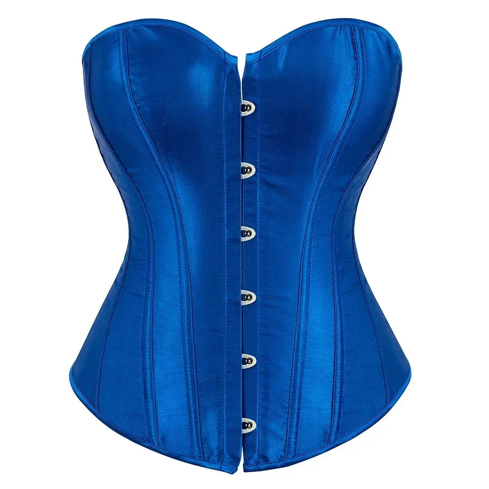 Formvana Satin Overbust Corset Simple Vintage Elegant Bustier Plastic Boned Waist Cincher Shapewear Gothic Sexy Korset Plus Size Femstylo