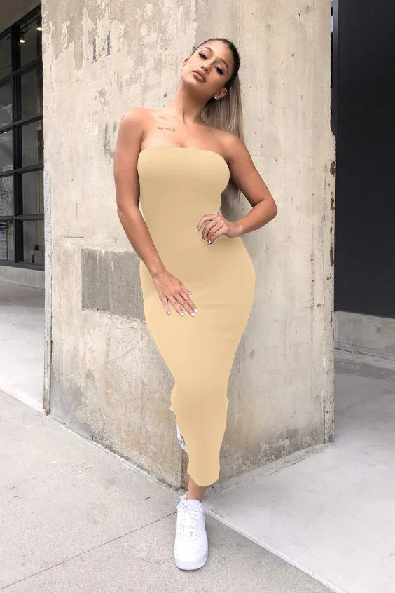 summer women's sexy sleeveless chest wrapped Long Beach Dress nowadaysfashion