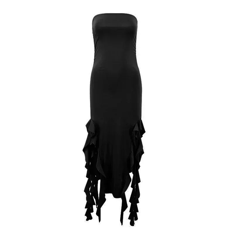 BWQ Long Dresses For Women Slit Sexy Bodycon Sleeveless Jellyfish Dress Hot Girls Fashion Off The Shoulders Maxi Dress Woman Femstylo