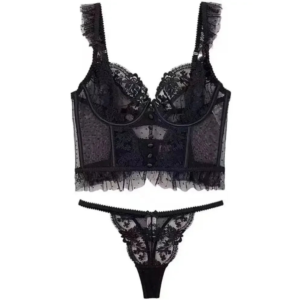 Fashion Comfortable Lace Lingerie with Steel Ring Wrapped Chest Top Bra and Panty Set Sexy Intimates Supply Underwire Female Femstylo