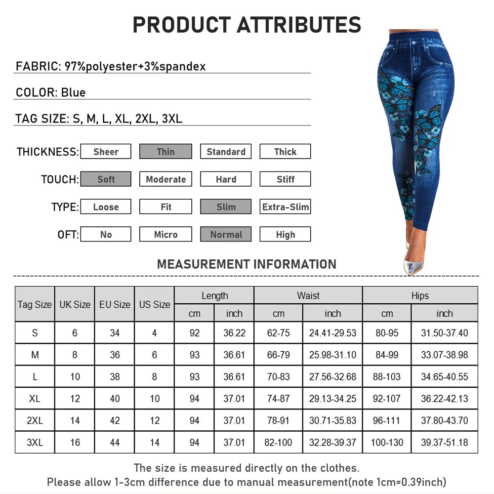 Plus Size Oversized Women High Waist Stretchy Legging Denim Look Skinny Jeggings nowadaysfashion