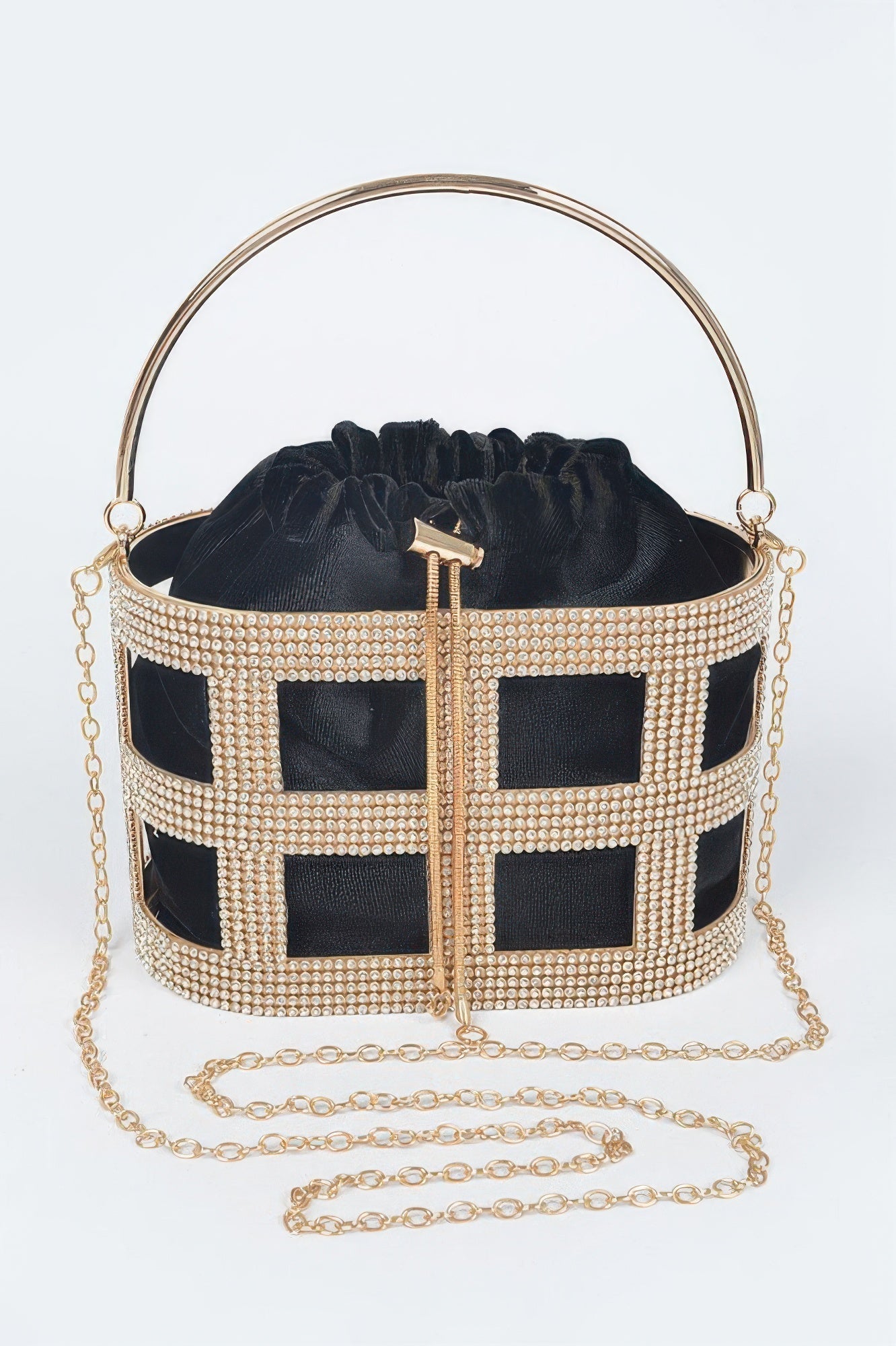 Rhinestone Frame Clutch W/metal Handle OyeraCharisma