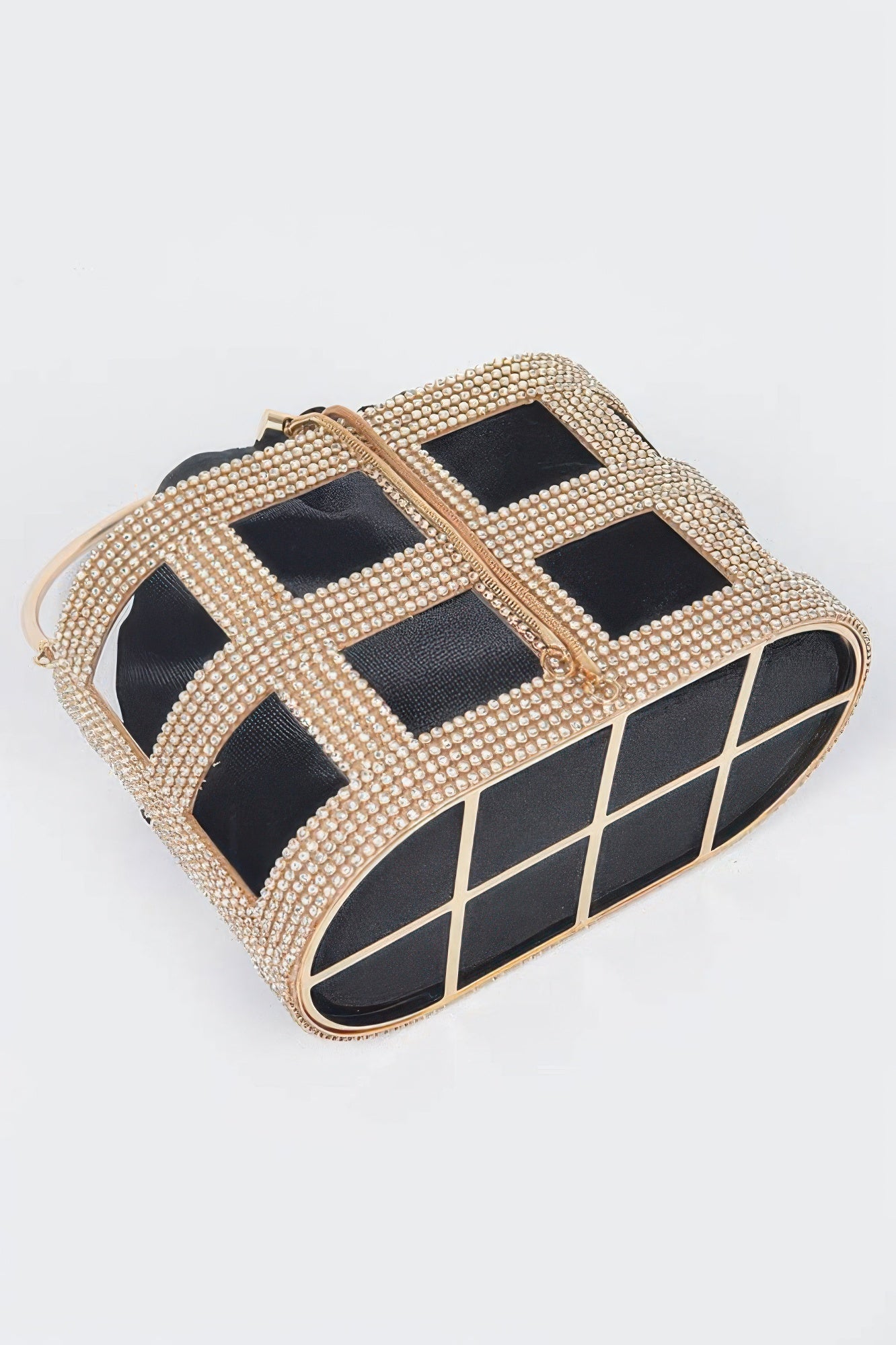 Rhinestone Frame Clutch W/metal Handle OyeraCharisma