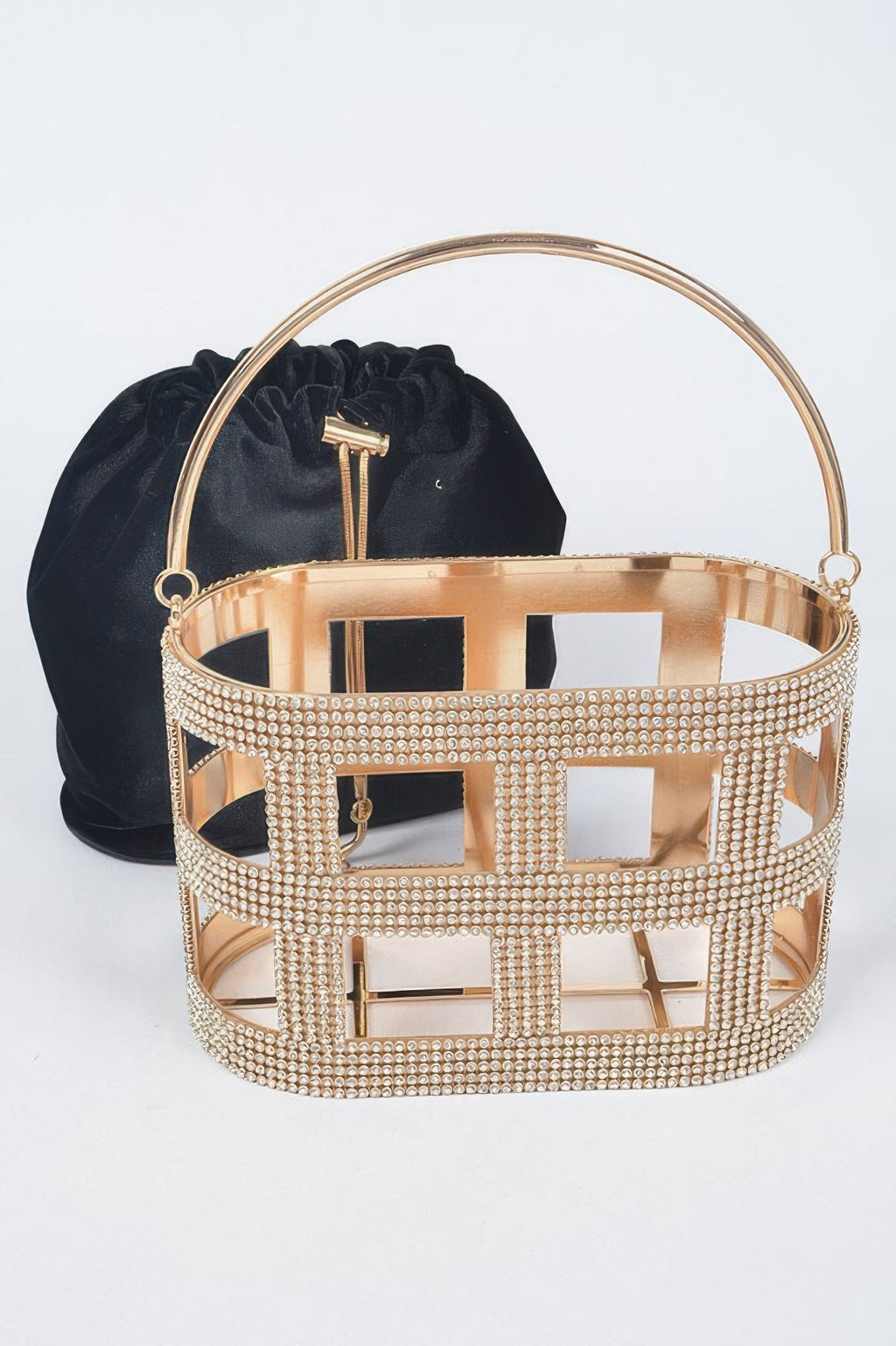 Rhinestone Frame Clutch W/metal Handle OyeraCharisma