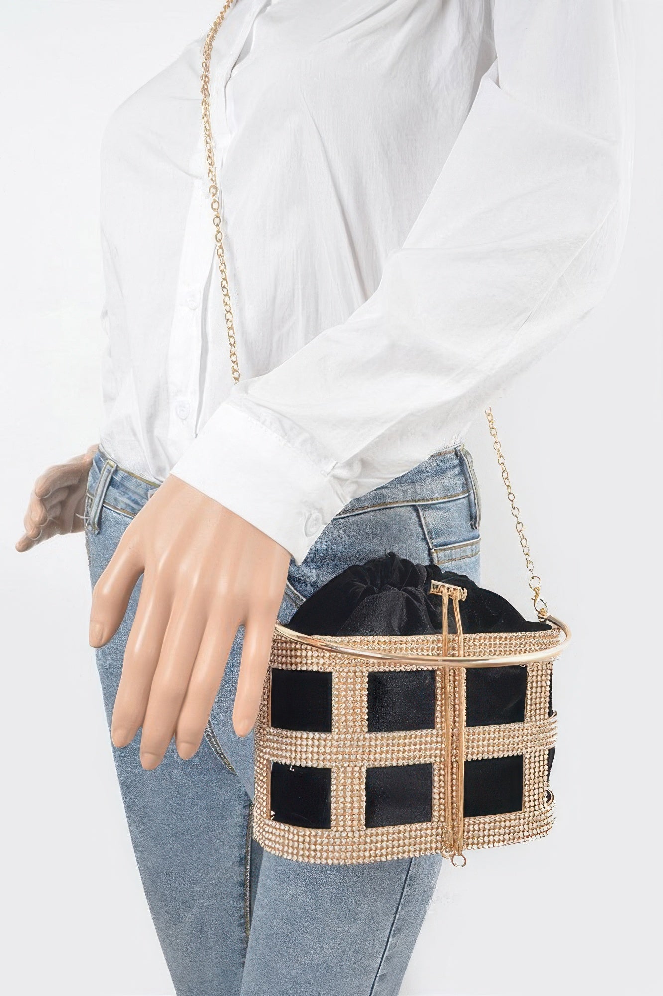 Rhinestone Frame Clutch W/metal Handle OyeraCharisma