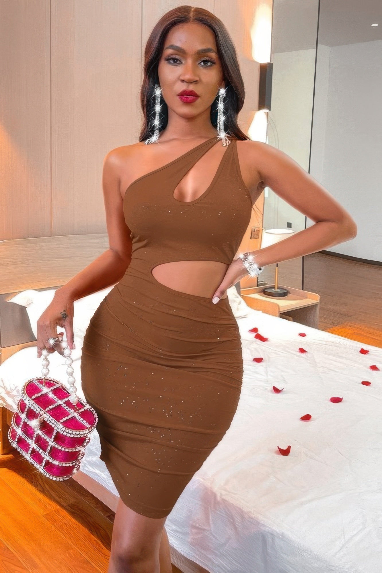 One Shoulder Sleeveless Cutout Bodycon Dress I am a Fashion Junky