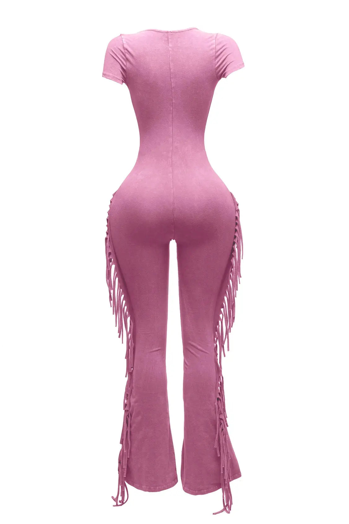 Mineral Washed Fringe Jumpsuit The House of Stylez