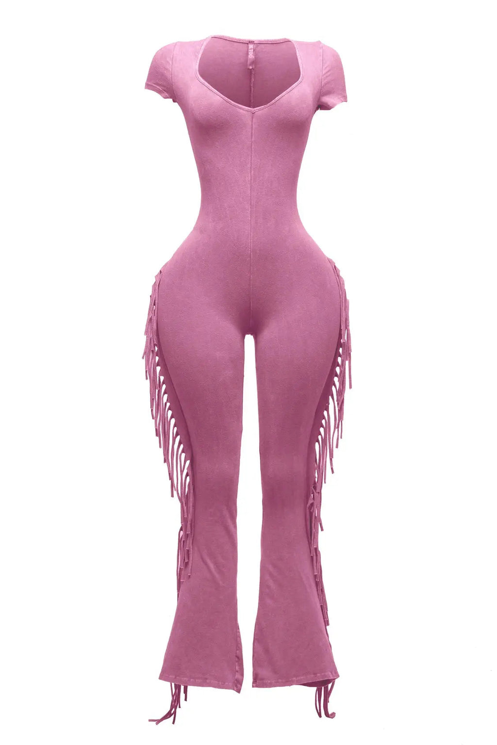Mineral Washed Fringe Jumpsuit The House of Stylez
