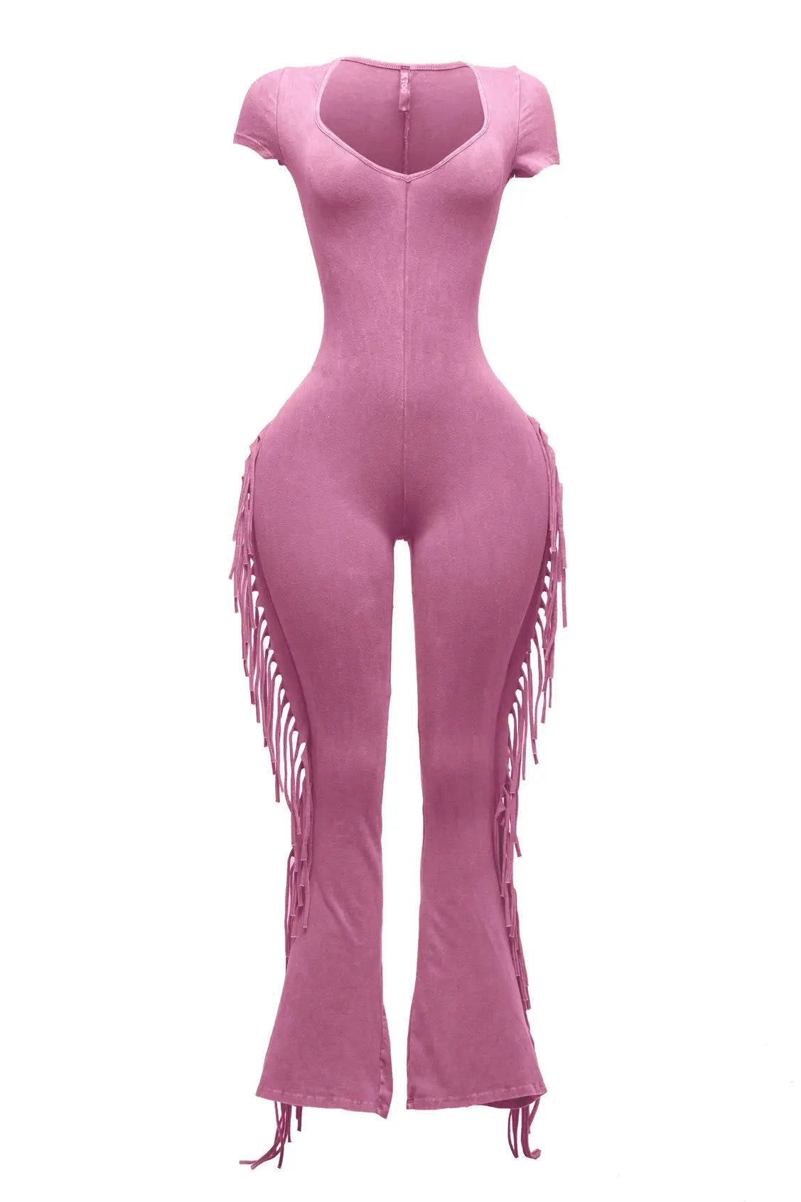 Mineral Washed Fringe Jumpsuit The House of Stylez