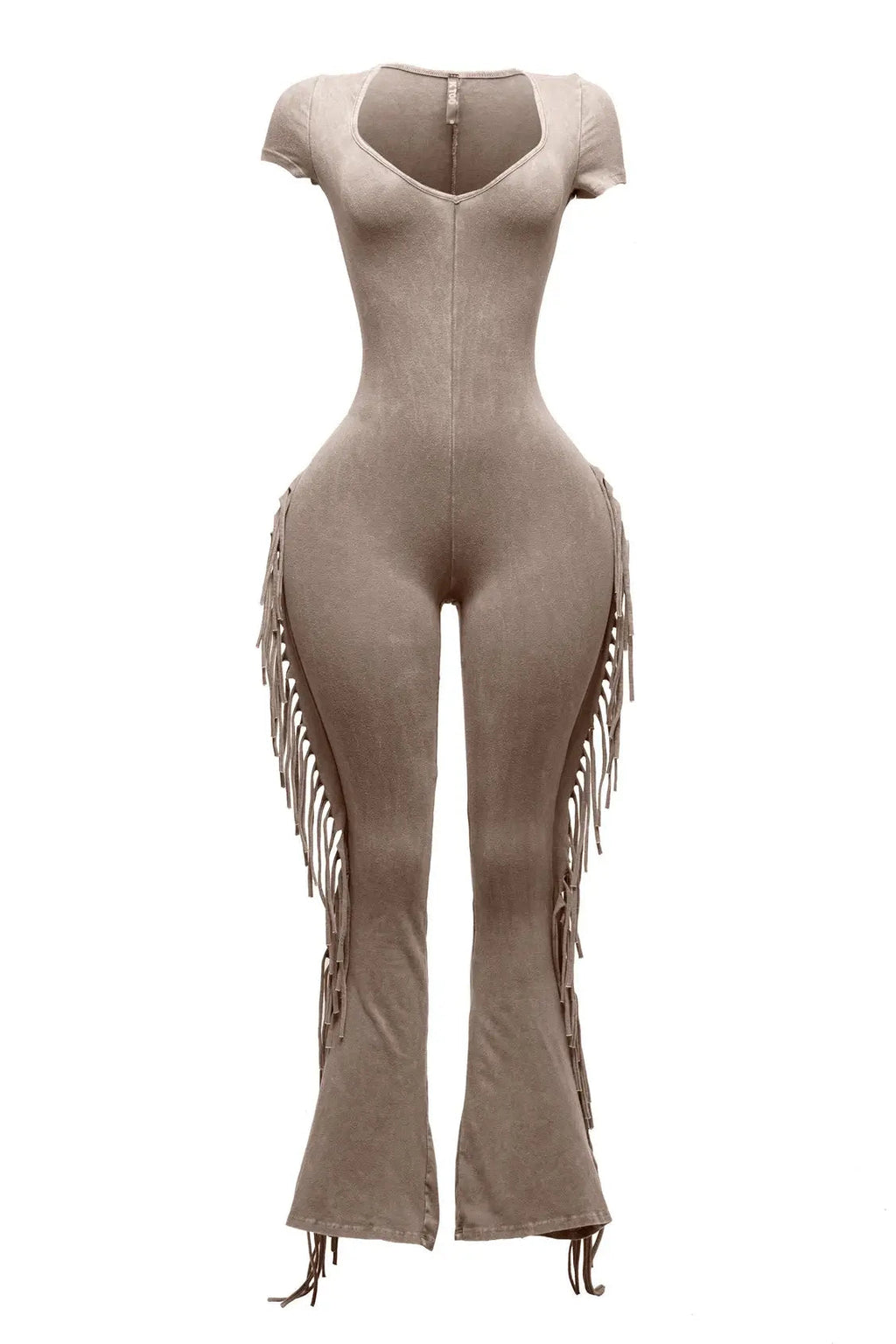 Mineral Washed Fringe Jumpsuit The House of Stylez