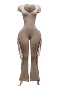 Mineral Washed Fringe Jumpsuit The House of Stylez