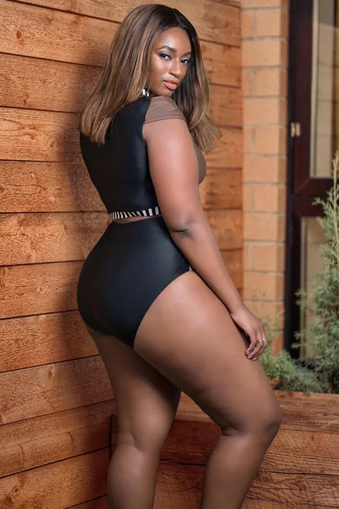 Plus Size Women's High Waisted Bikini Swimwear Trendy Attic Store01