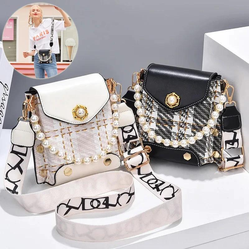 Fashion Women'S Crossbody Bag Girl'S Cute Princess Wallet Classic Shoulder Bag Summer Pearl Chain Phone Bag MANDOTOS