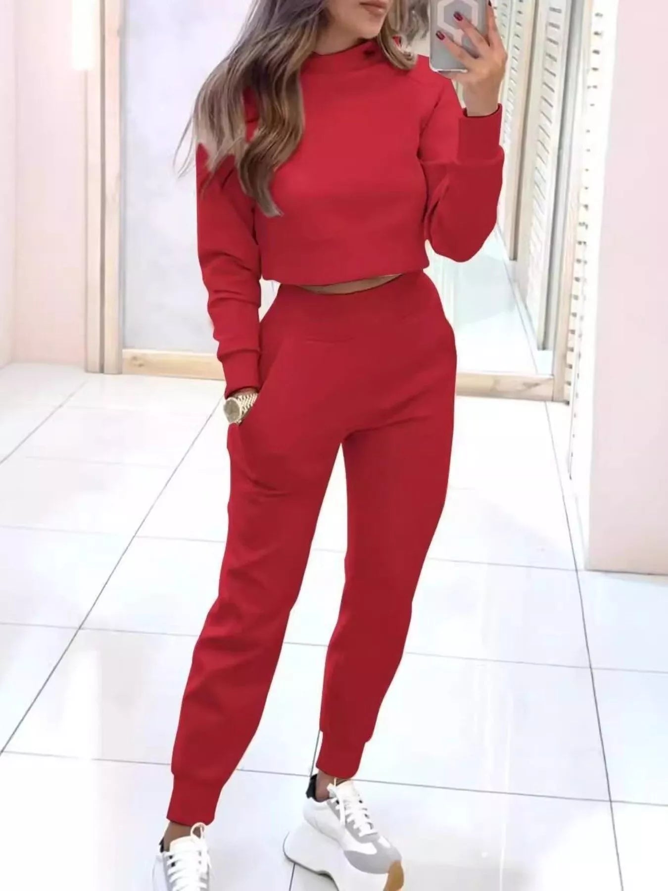 Casual Chic Cropped Sweatshirt and Jogger Set Simply Love