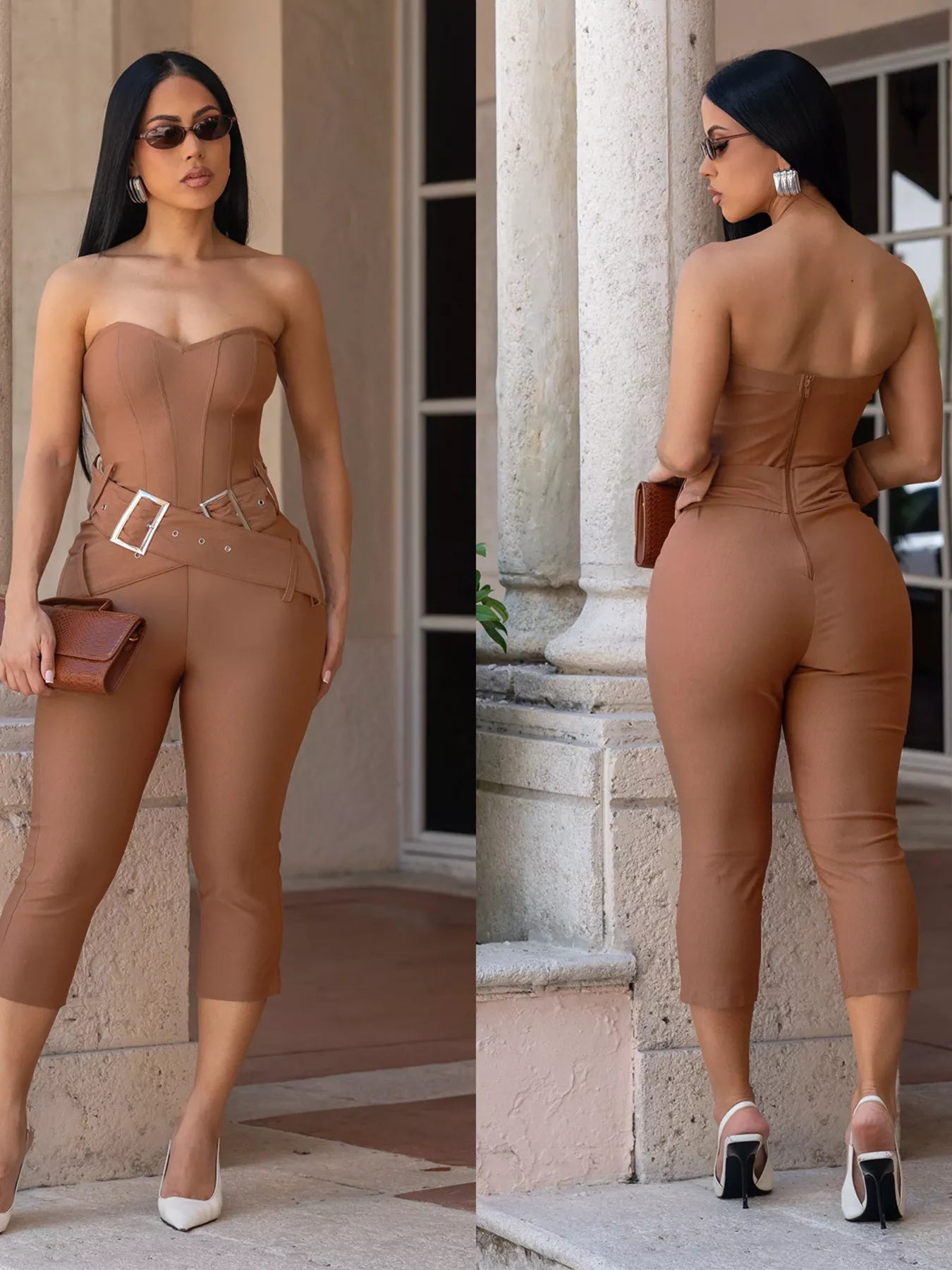 Belted Tube Skinny Jumpsuit Shopimist