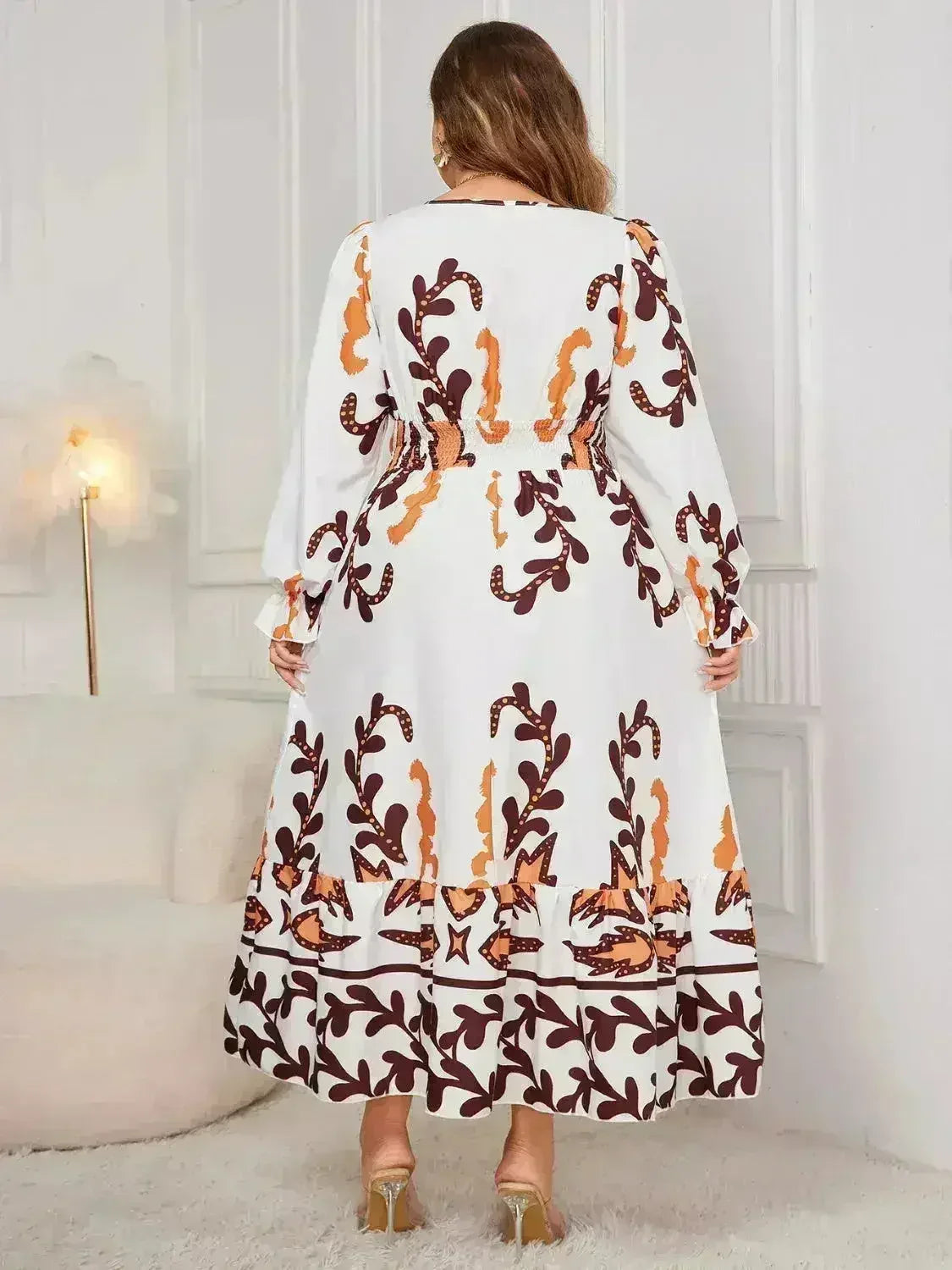 Plus Size Surplice Dress - Flounce Sleeve & Ruffled Hem | Femstylo Femstylo
