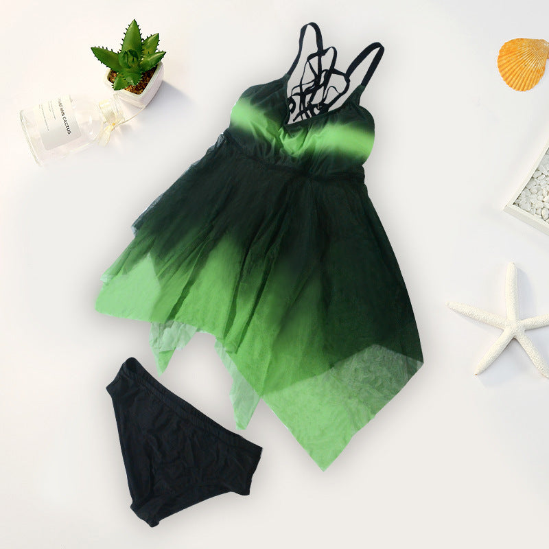 Women's Gradient Plus Size Skirt Split Triangle Swimsuit FLIPSTYLEZLLC