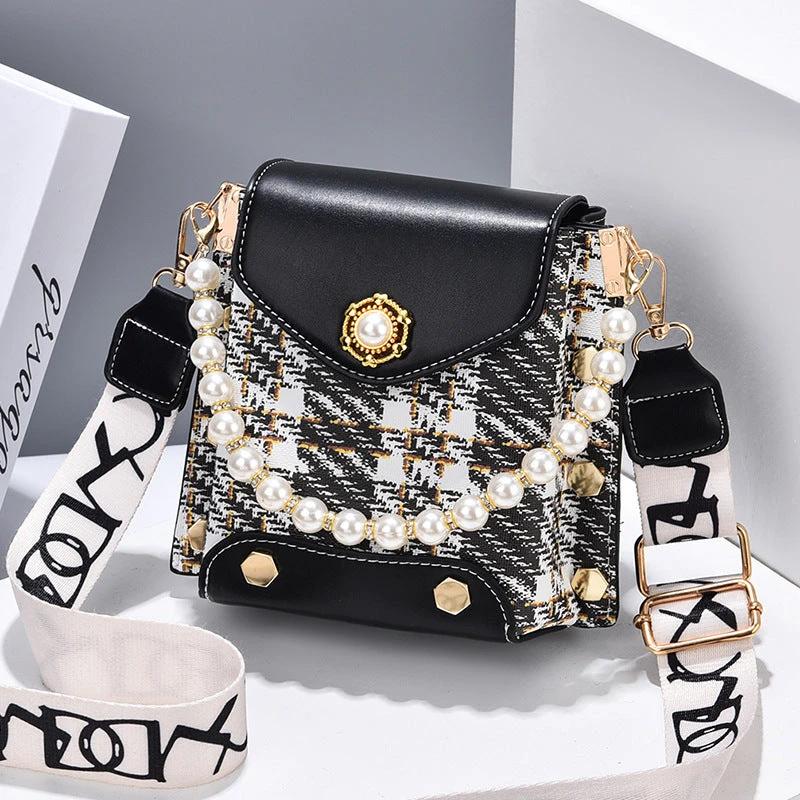 Fashion Women'S Crossbody Bag Girl'S Cute Princess Wallet Classic Shoulder Bag Summer Pearl Chain Phone Bag MANDOTOS