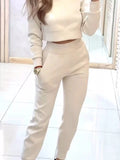 Casual Chic Cropped Sweatshirt and Jogger Set Simply Love
