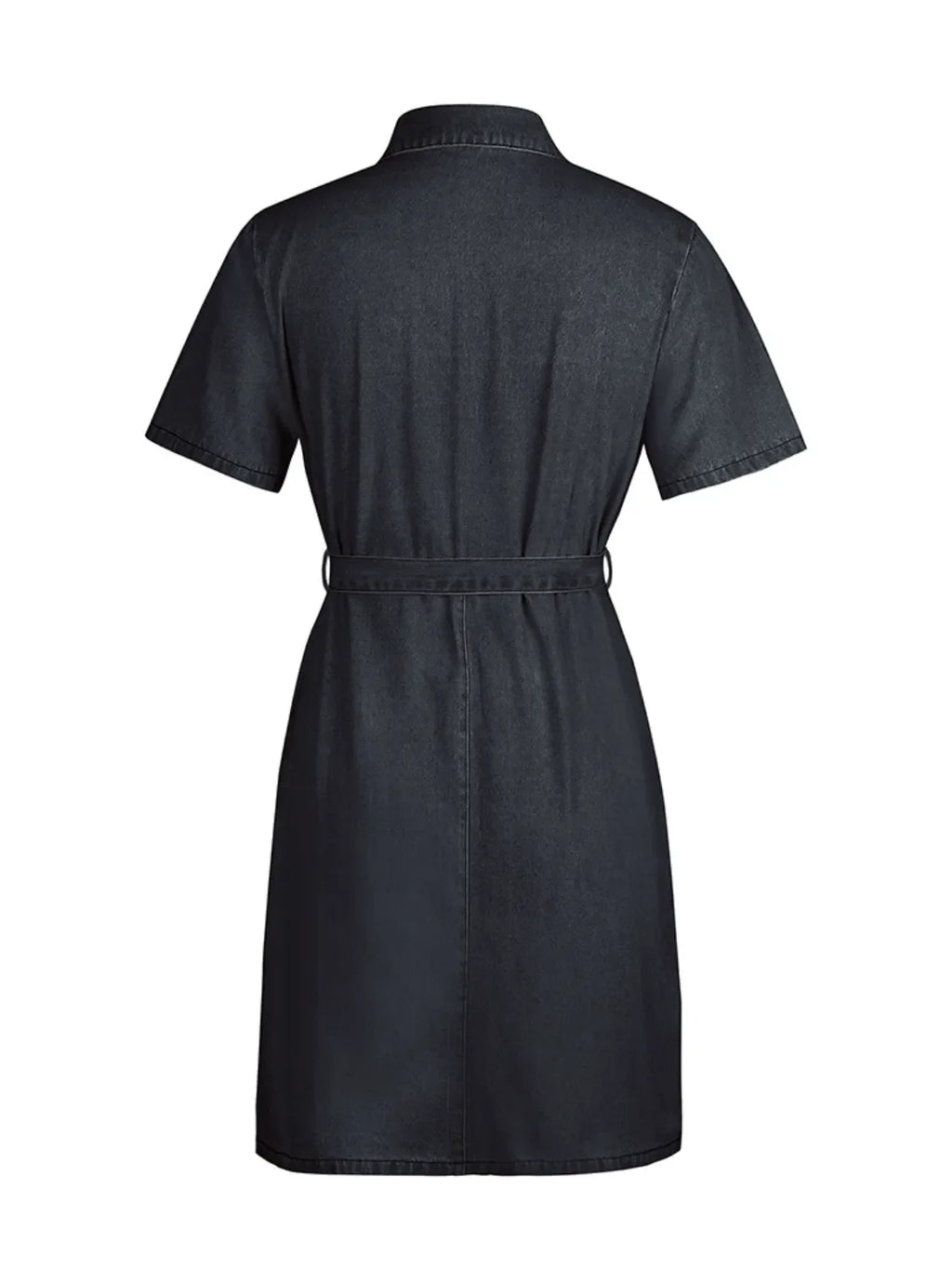 Full Size Zip Front Short Sleeve Denim Dress Plus Size Selvanelle
