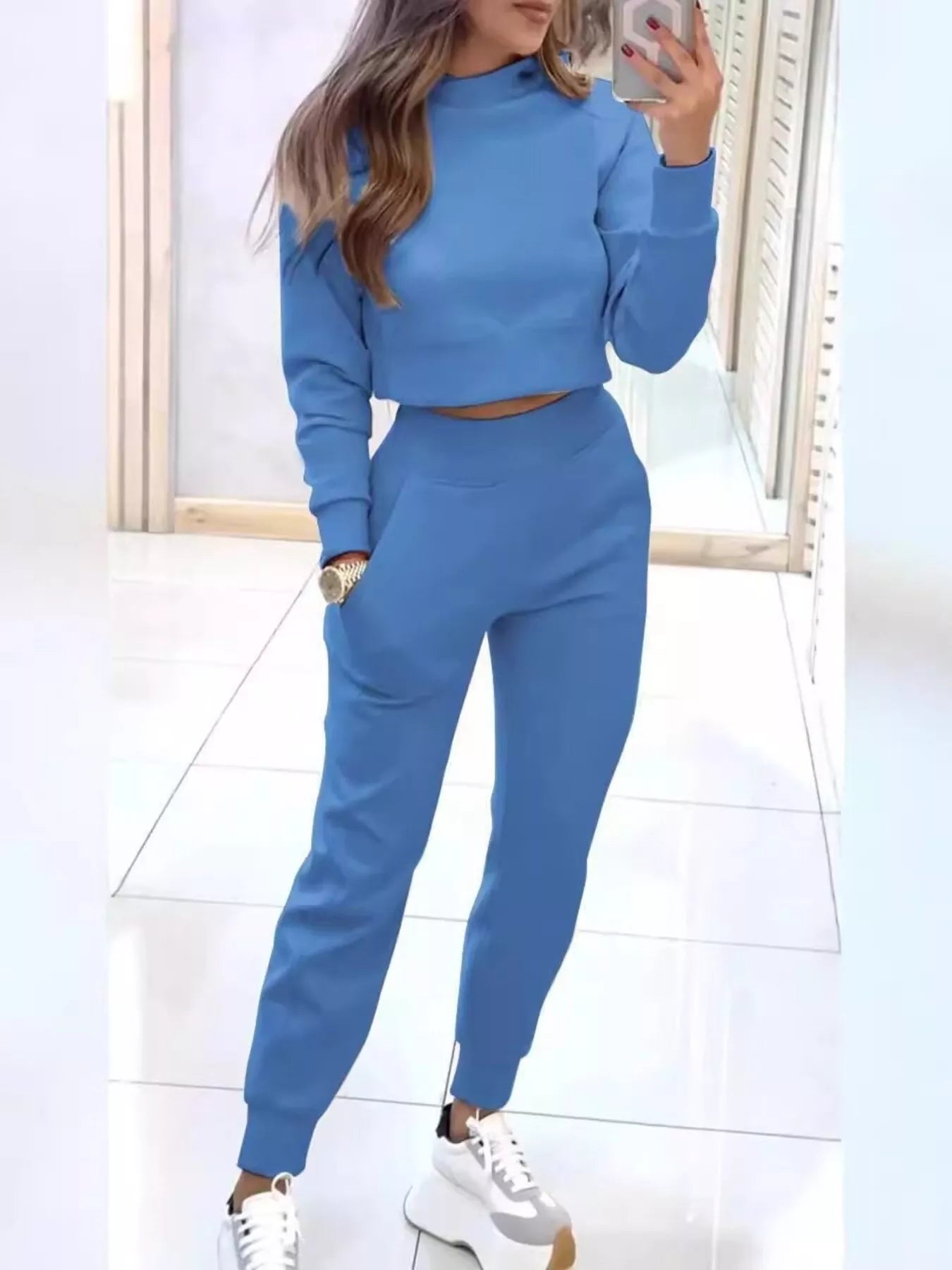 Casual Chic Cropped Sweatshirt and Jogger Set Simply Love