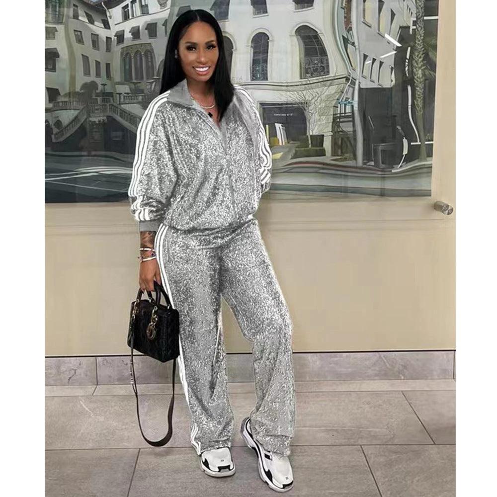 Autumn And Winter New European And American Women's Casual Coat Trousers Suit MANDOTOS