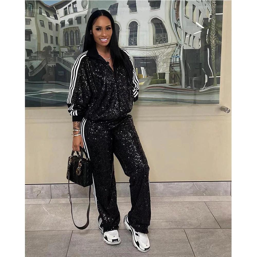 Autumn And Winter New European And American Women's Casual Coat Trousers Suit MANDOTOS