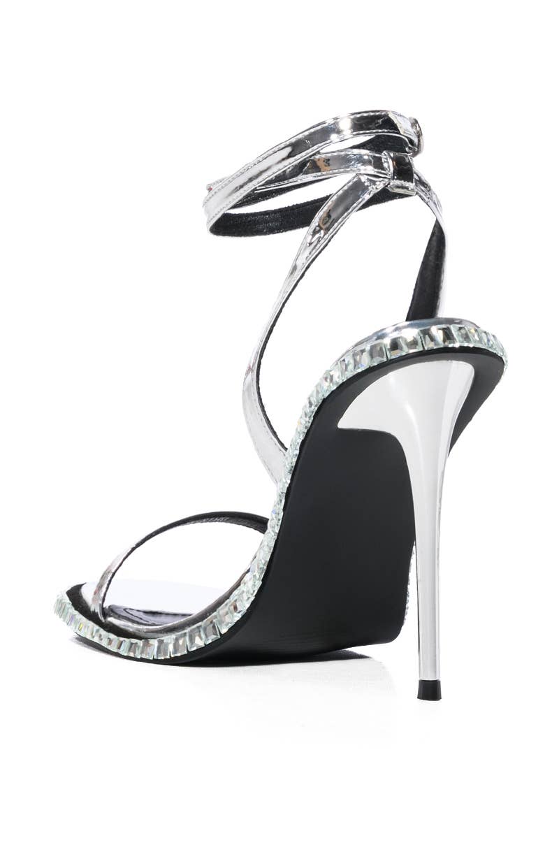 Azalea Wang Brik-Black Silver Stiletto Sandal Heels Blaire Shops