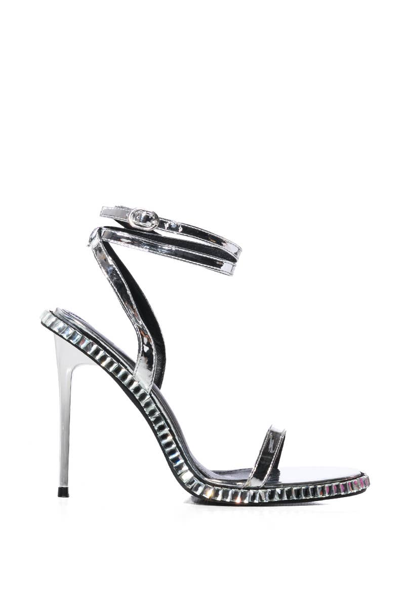 Azalea Wang Brik-Black Silver Stiletto Sandal Heels Blaire Shops