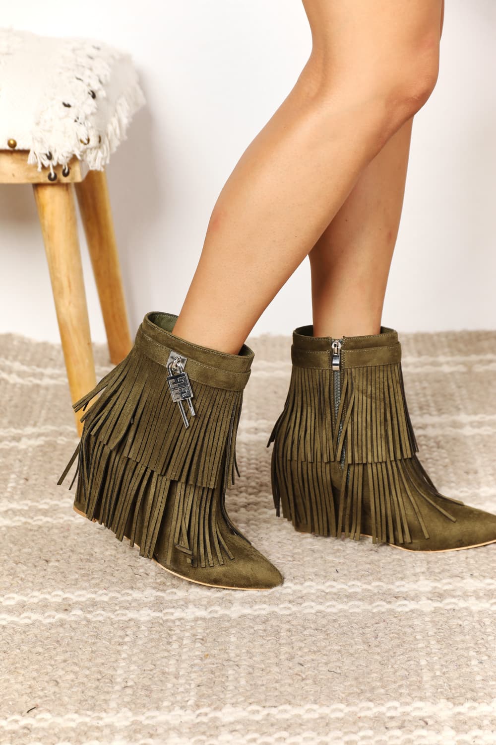 Legend Women's Tassel Wedge Heel Ankle Booties MyGoodyShop.com