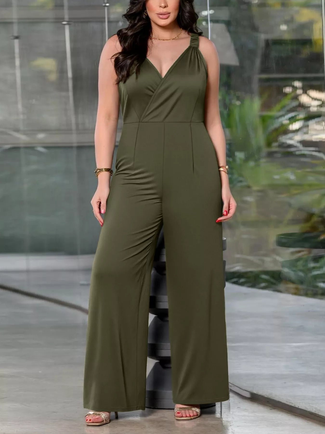Plus Size Smocked Wide Leg Jumpsuit Simply Love
