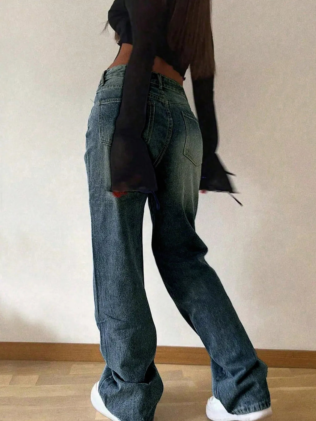 Vintage Wash Wide-Leg Jeans Shopimist