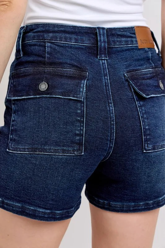 Judy Blue Full Size High Waist Back Flap Pocket Denim Shorts Plus Size Coco’s Tee Boutique