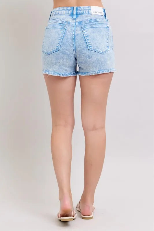 Judy Blue Full Size Mid Rise Garment Dyed Denim Shorts Plus Size Selvanelle
