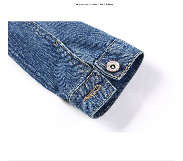 The Round Neck Casual Short Jacket Plus Size Denim Jacket Female Students FLIPSTYLEZLLC