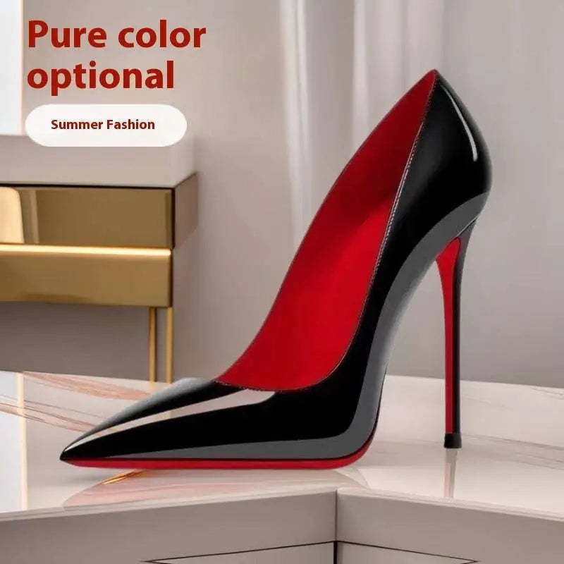 Black Patent Stiletto Pointed Toe High Heels Royalessencelux