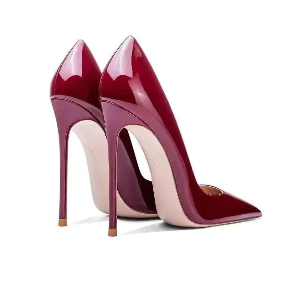 Black Patent Stiletto Pointed Toe High Heels Royalessencelux