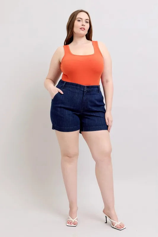 Judy Blue Full Size High Waist Denim Shorts Plus Size Selvanelle