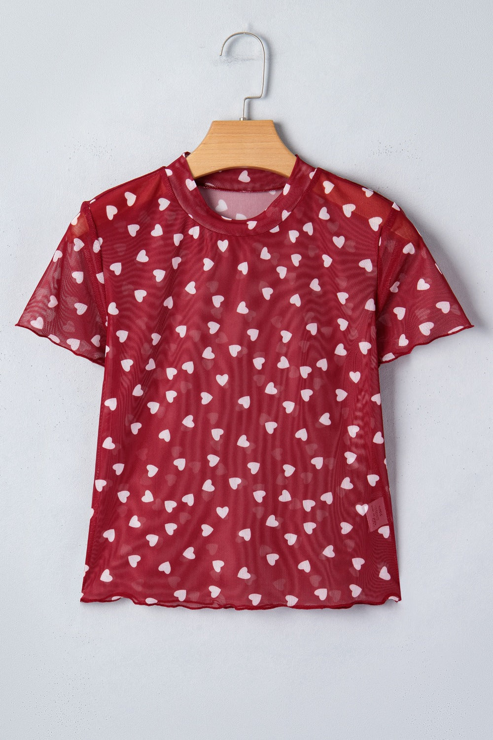 Sheer Heart Print Fitted Top Shopimist