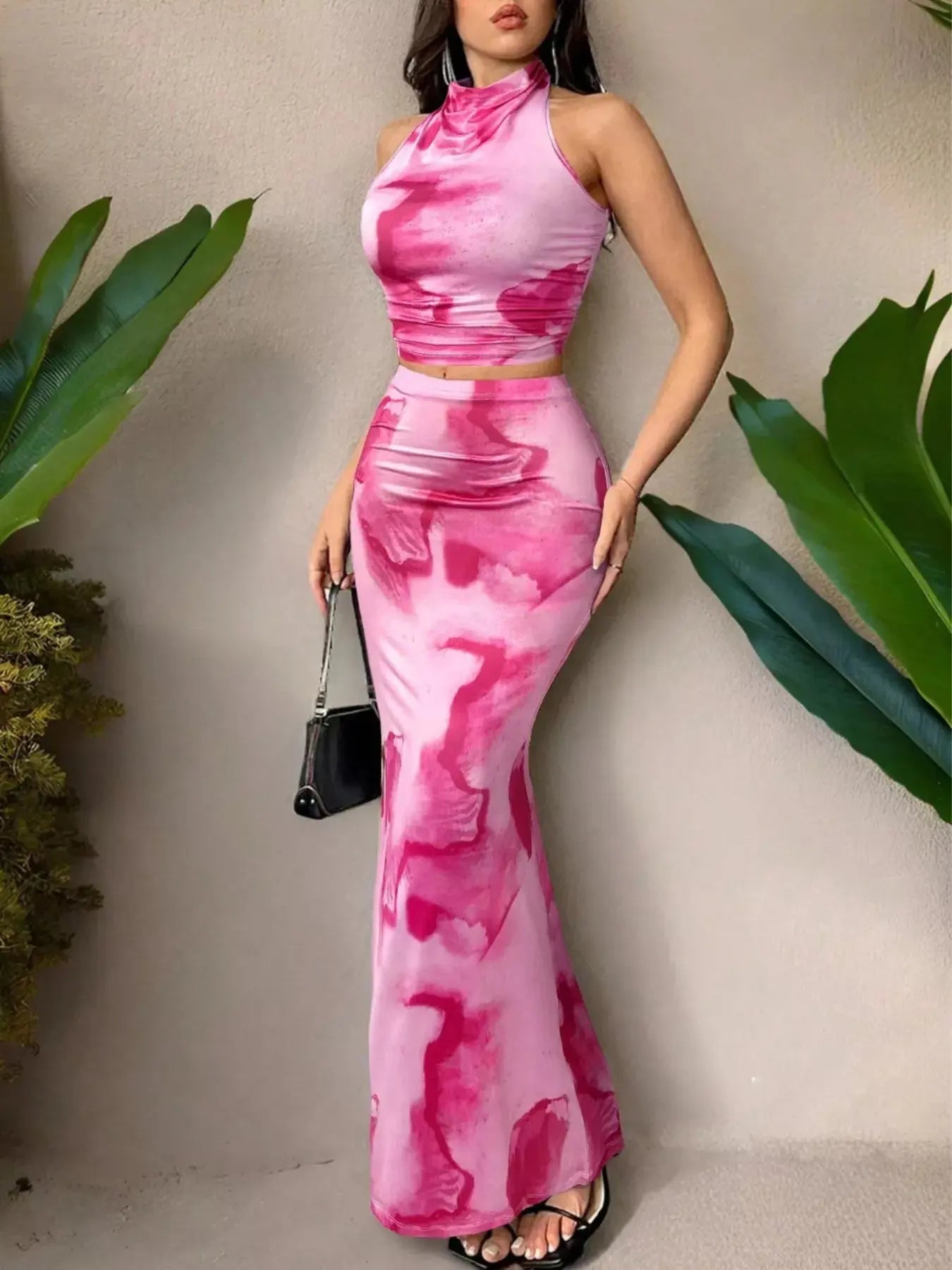 Tie-Dye Halter Top and Mermaid Skirt Set New Era Fashion LLc
