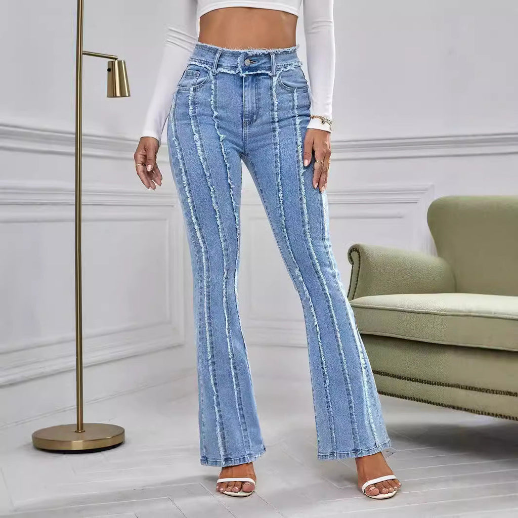 New Slightly Flared Wadding Edge Jeans For Women FLIPSTYLEZLLC