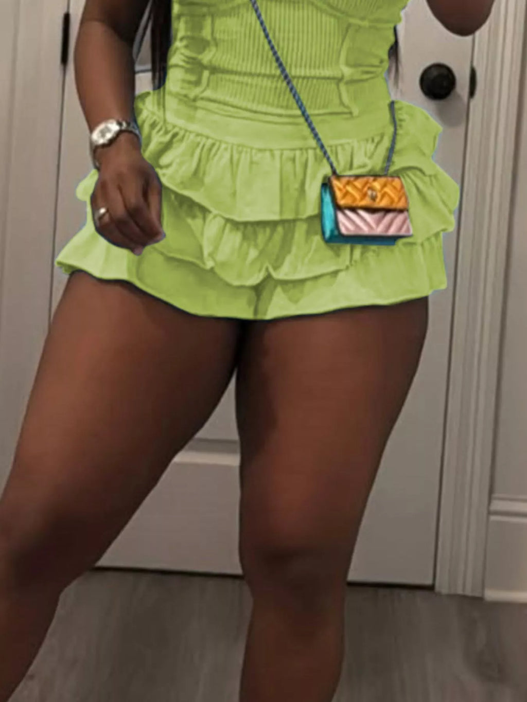 Scoop Neck Cami and Ruffled Skirt Set Shopimist