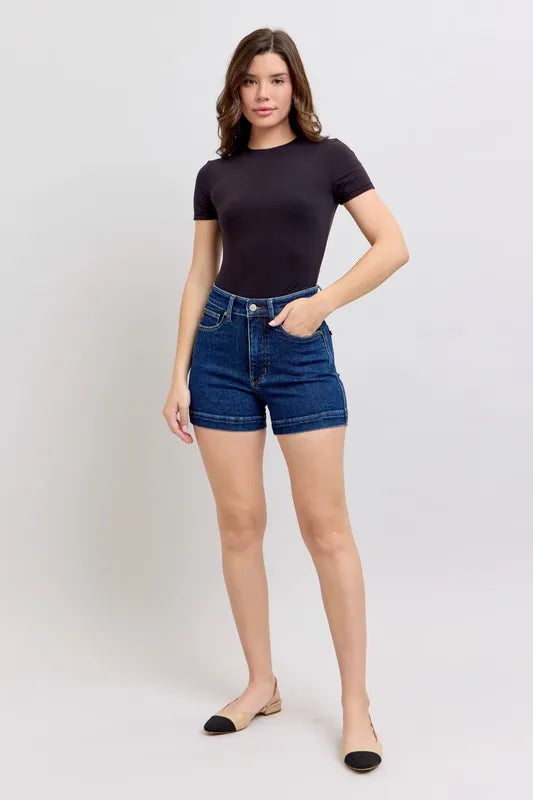 Judy Blue Full Size High Waist Tummy Control Denim Shorts Plus Size Berry Charmz
