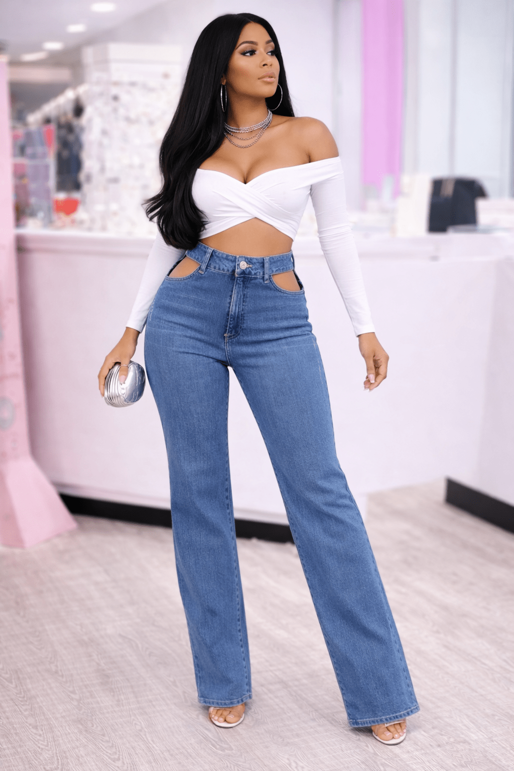 Deliah Cutout Straight Leg Jean Blaire Shops